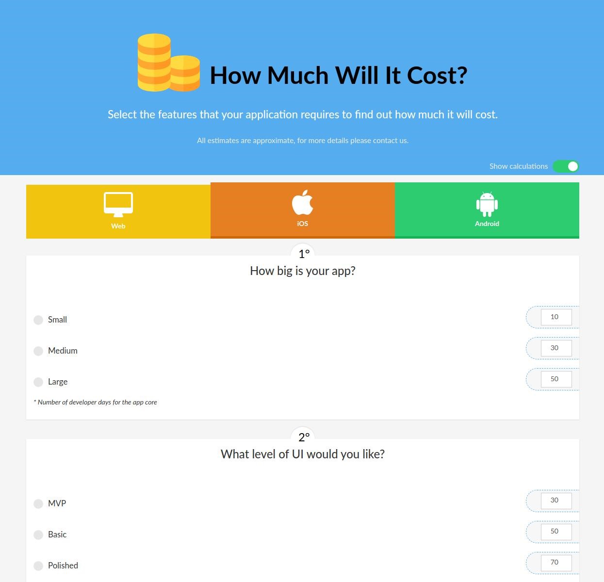 App Development Cost Estimation Tool